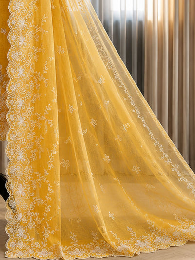 Indiehaat | Yellow Kota Doria Suit Set | Embroidery