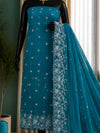 Indiehaat | Teal Kota Doria Suit Set | Embroidery