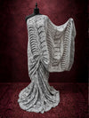 Indiehaat | Gray Georgette Chikankari Saree | Lucknowi