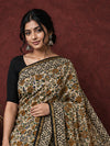 Indiehaat | Beige Chanderi Silk Kalamkari Saree