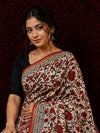 Indiehaat | Beige Chanderi Silk Kalamkari Saree