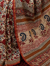 Indiehaat | Beige Chanderi Silk Kalamkari Saree