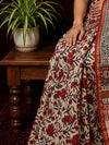 Indiehaat | Beige Chanderi Silk Kalamkari Saree