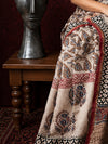 Indiehaat | Beige Chanderi Silk Kalamkari Saree