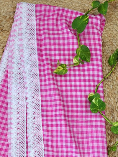 Indiehaat | Pink Pure Mul Cotton Handloom Saree