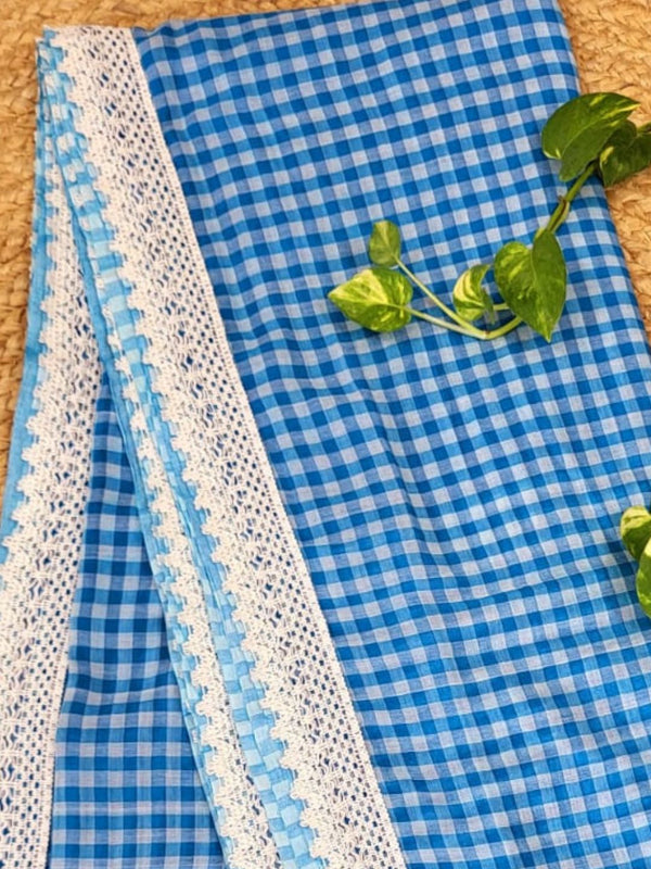Mihika Pure Mul Cotton Handloom Saree Blue