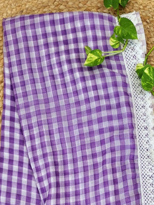 Mihika Pure Mul Cotton Handloom Saree Purple