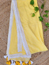 Indiehaat | Yellow Pure Mul Cotton Handloom Saree