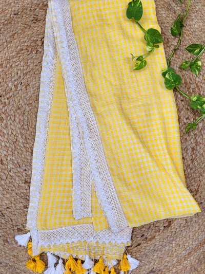 Mihika Pure Mul Cotton Handloom Saree Yellow