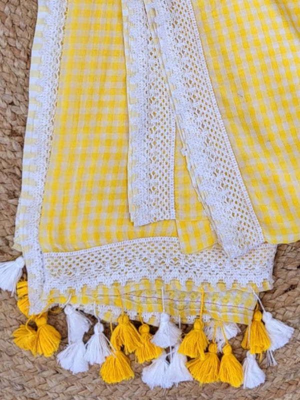 Mihika Pure Mul Cotton Handloom Saree Yellow