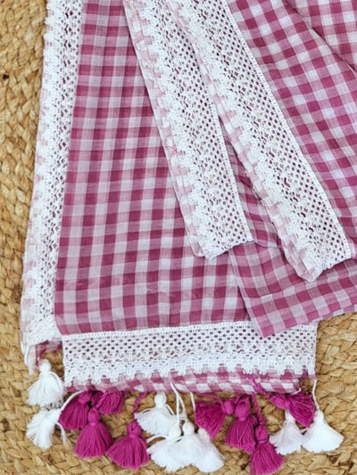 Indiehaat | Red Pure Mul Cotton Handloom Saree