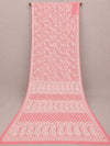 Indiehaat | Peach Georgette Chikankari Saree | Party Wear