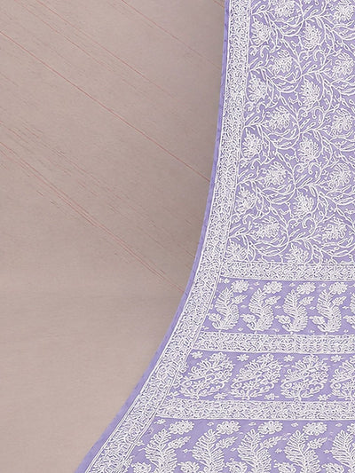 Indiehaat | Purple Georgette Chikankari Saree | Party Wear