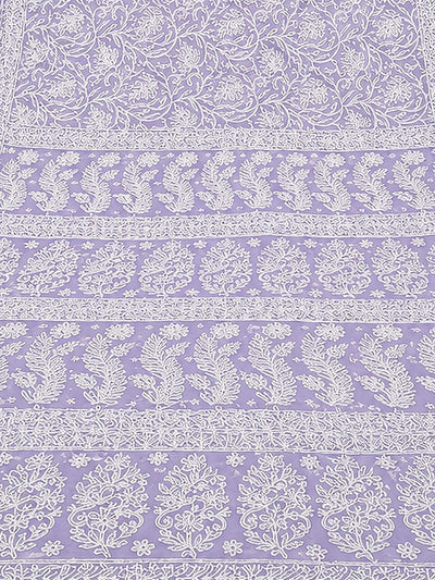 Indiehaat | Purple Georgette Chikankari Saree | Party Wear