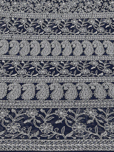 Indiehaat | Blue Georgette Chikankari Saree | Party Wear