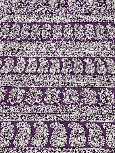 Indiehaat | Purple Georgette Chikankari Saree | Party Wear