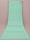 Indiehaat | Green Georgette Chikankari Saree | Party Wear
