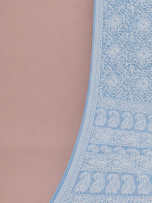 Indiehaat | Purple Georgette Chikankari Saree | Party Wear