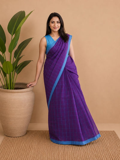 Vasudha Khadi Cotton Handloom Saree Purple