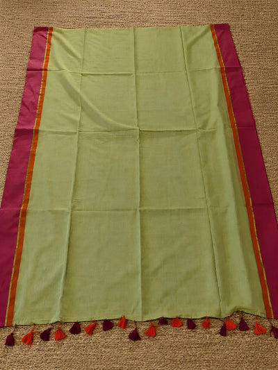 Indiehaat | Green Mul Cotton Handloom Saree