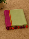 Indiehaat | Green Mul Cotton Handloom Saree