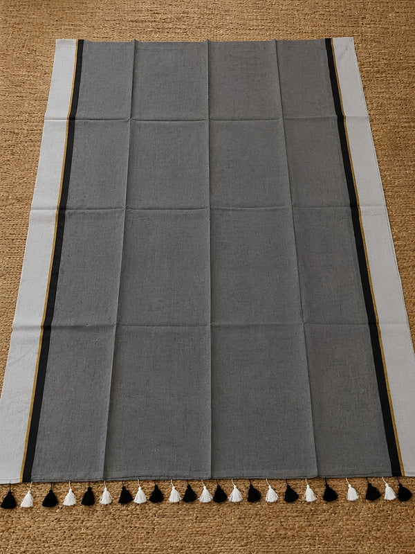 Indiehaat | Gray Mul Cotton Handloom Saree