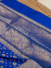 Indiehaat | Blue Katan Silk Saree | Brocade Weaving