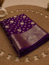 Indiehaat | Purple Katan Silk Saree | Brocade Weaving