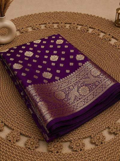 Mridula Katan Silk Brocade Saree Royal Purple