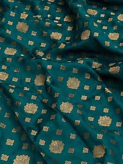 Indiehaat | Green Katan Silk Saree | Brocade Weaving