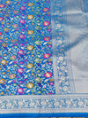 Indiehaat | Blue Mashru Mina Jaal Silk Saree
