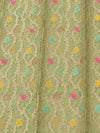 Indiehaat | Green Kora Banarasi Saree | Jamdani