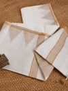 Indiehaat | Ivory White Pure Linen Temple Border Saree