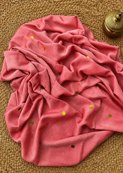 Chamak Pure Mul Cotton Sequin Embroidery Saree Rose Pink
