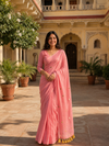 Indiehaat | Rose Pink Pure Mul Cotton Sequin Saree