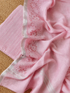 Indiehaat | Pure Linen Embroidered Suit (T+B+D) Pink