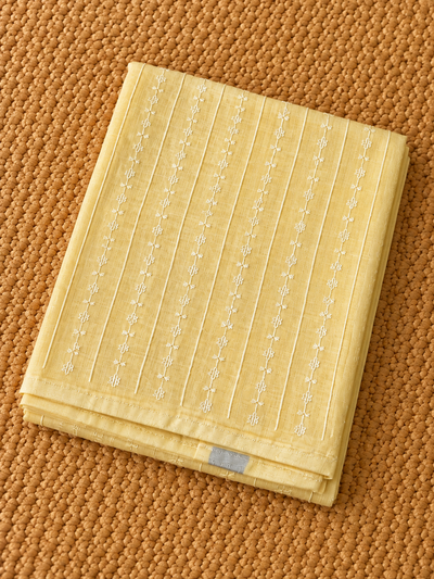 Indiehaat | Pure Linen Embroidered Suit (T+B+D) Yellow