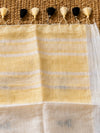 Indiehaat | Pure Linen Embroidered Saree Yellow
