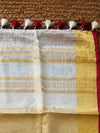 Indiehaat | Pure Linen Embroidered Saree White