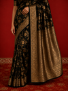 Indiehaat | Mashru Katan Silk Heavy Floral Buta Saree Black