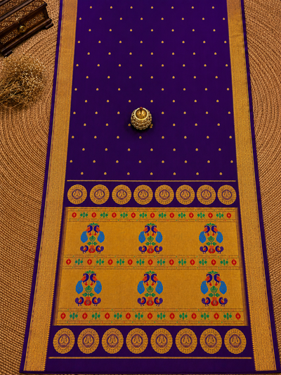 Rajdhara Handloom Paithani Silk Saree Deep Plum