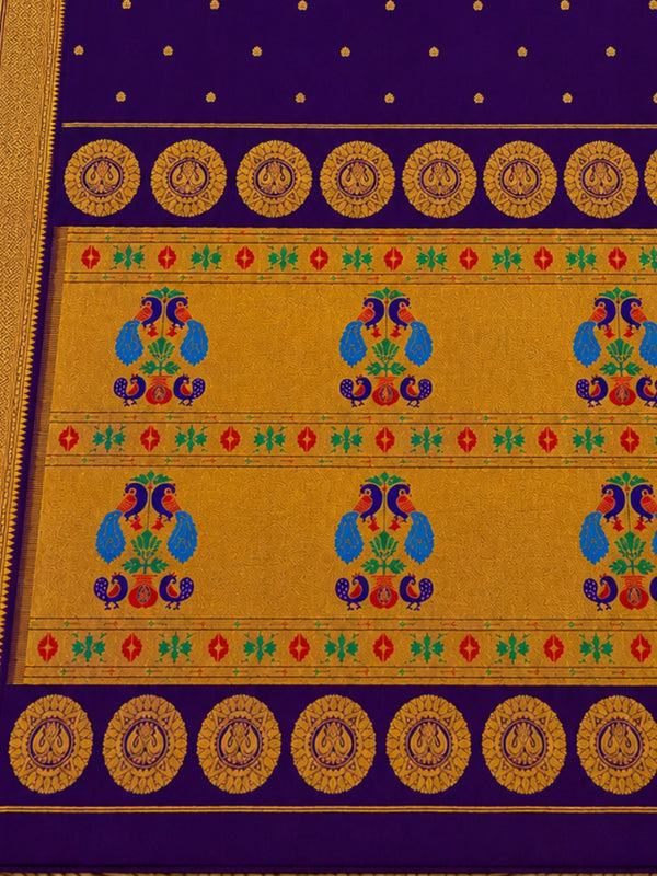 Indiehaat | Handloom Weaving Paithani Silk Saree Purple
