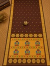 Indiehaat | Handloom Weaving Paithani Silk Saree Brown