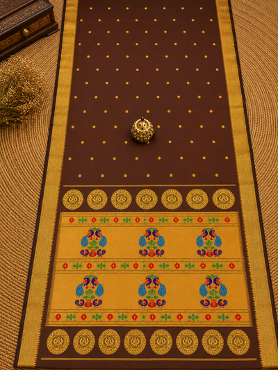 Rajdhara Handloom Paithani Silk Saree Rich Brown