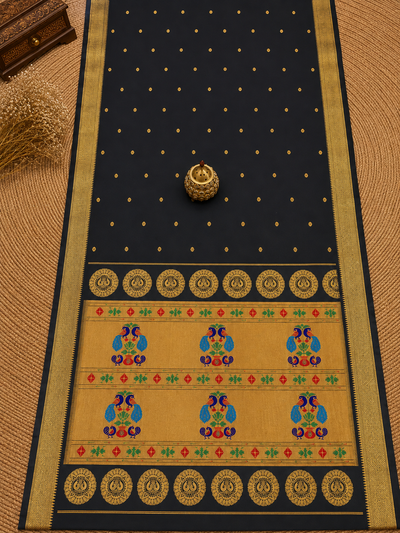 Rajdhara Handloom Paithani Silk Saree Classic Black