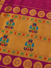 Indiehaat | Handloom Weaving Paithani Silk Saree Pink