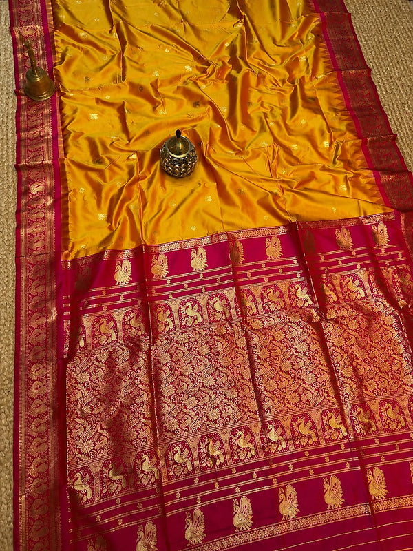 Indiehaat | Paithani Silk Handloom Saree Yellow
