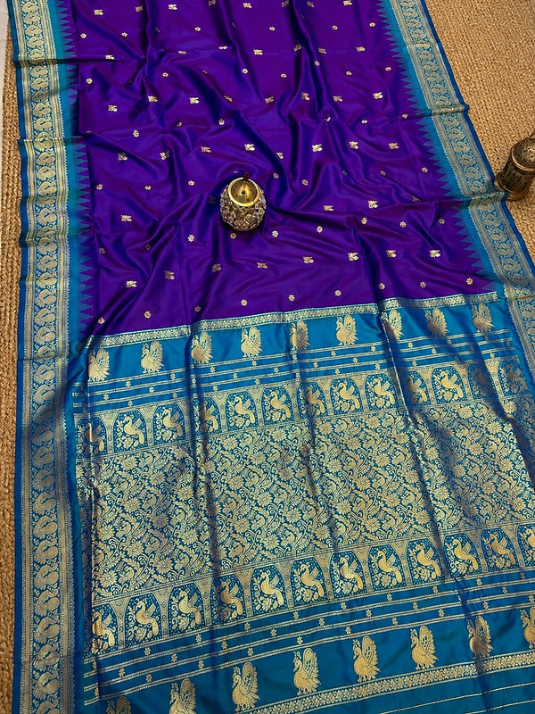 Indiehaat | Paithani Silk Handloom Saree Violet