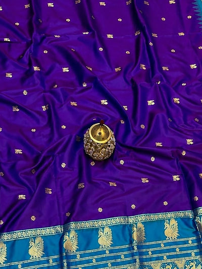 Indiehaat | Paithani Silk Handloom Saree Violet