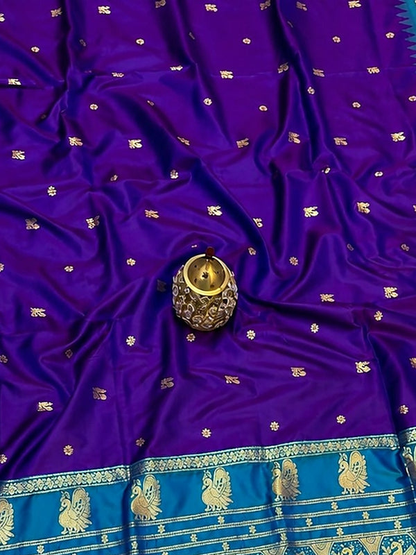 Indiehaat | Paithani Silk Handloom Saree Violet